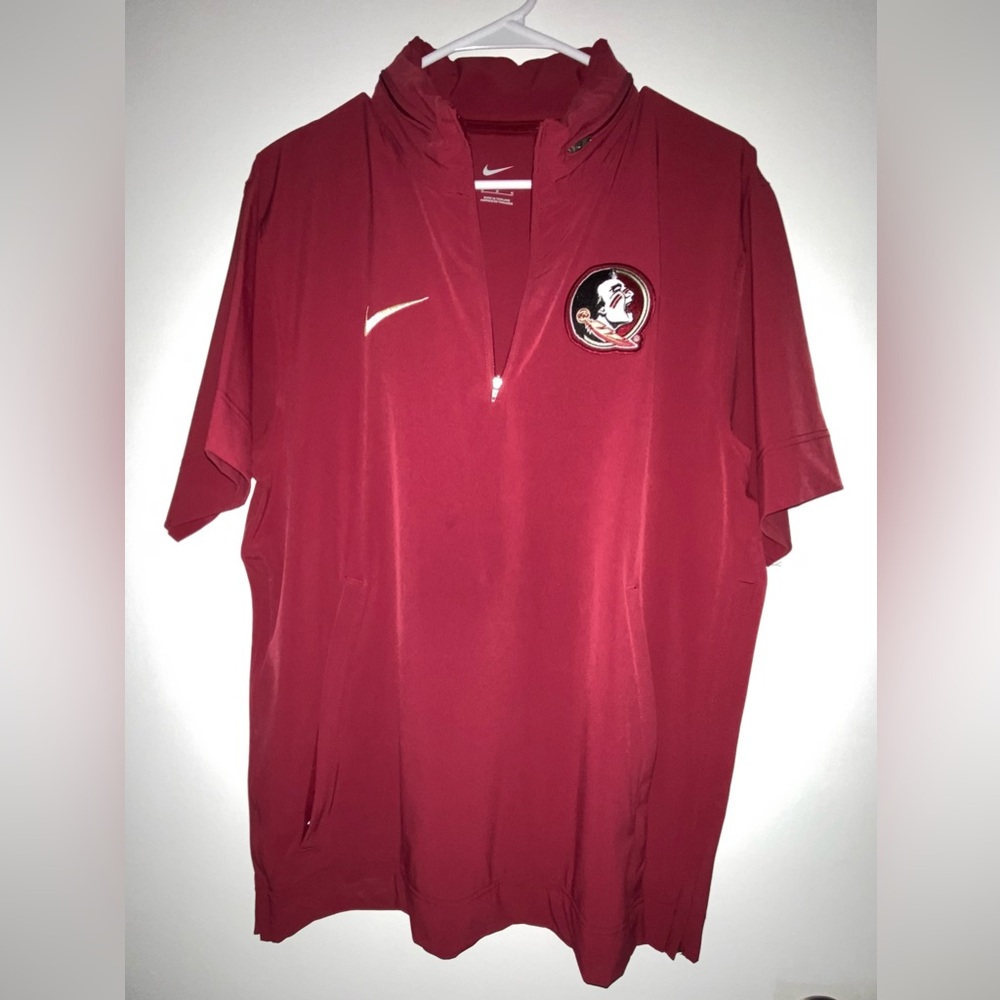 Florida State Seminoles Nike Sideline Coach Short Sleeve Half-Zip Hoodie Jacket